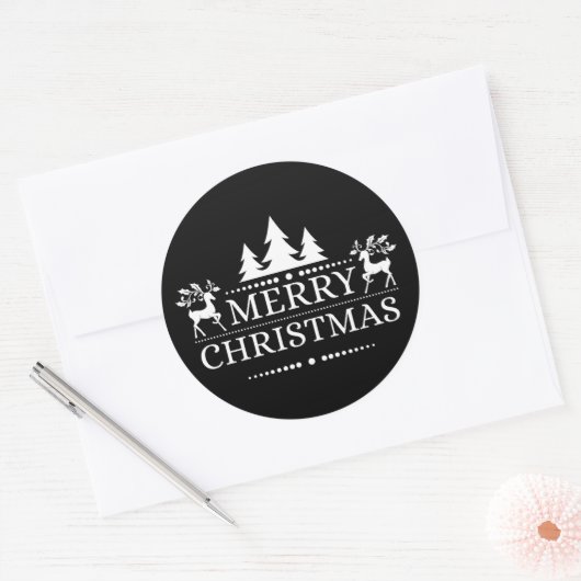 Merry kerstakers ronde sticker (Envelop)