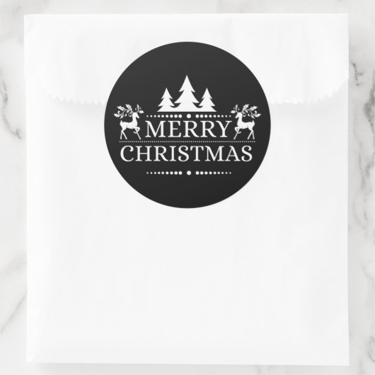 Merry kerstakers ronde sticker (Tas)