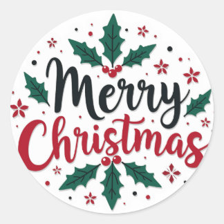 Merry kerstakers ronde sticker