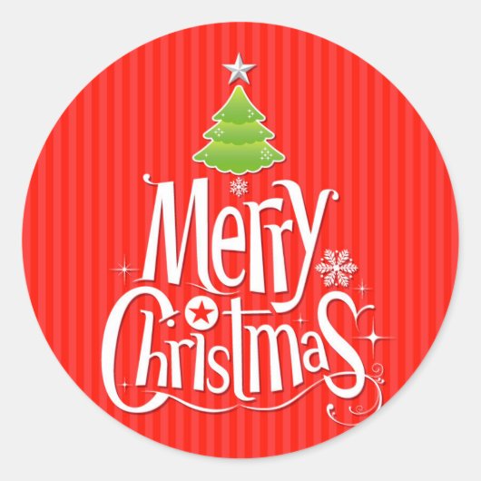 Merry kerstakers ronde sticker (Voorkant)