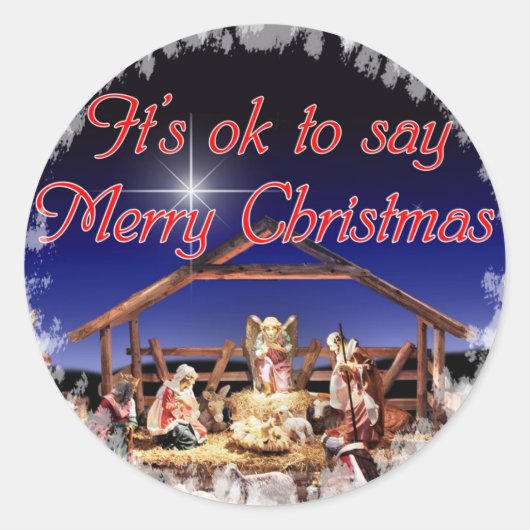 Merry kerstakers ronde sticker (Voorkant)