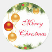 Merry kerstakers ronde sticker (Voorkant)