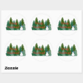 Merry kerstakers ronde sticker (Vel)