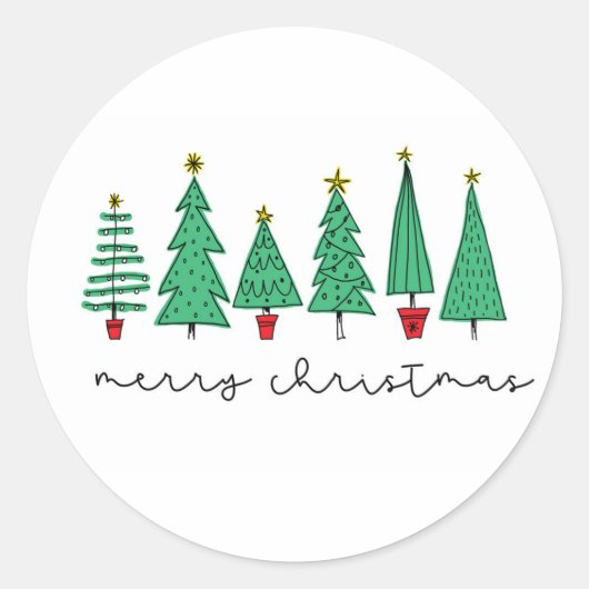 Merry kerstakers ronde sticker (Voorkant)