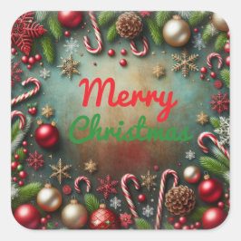 Merry kerstakers vierkante sticker