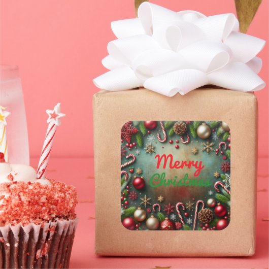 Merry kerstakers vierkante sticker (Feest)