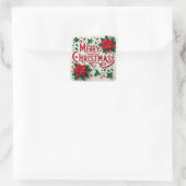 Merry kerstakers vierkante sticker (Tas)