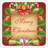 Merry kerstakers vierkante sticker (Voorkant)