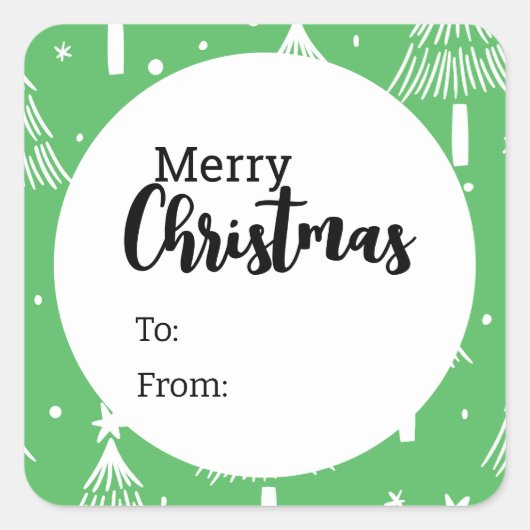 Merry kerstakers vierkante sticker (Voorkant)