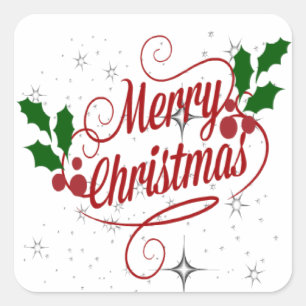 Merry kerstakers vierkante sticker