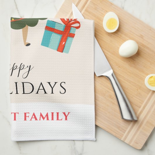 Merry-kerstaking gezinshabNING team Theedoek (Quarter Fold)