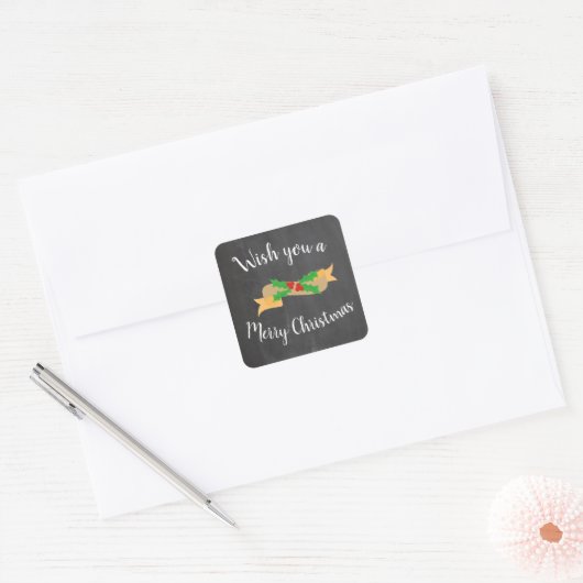 Merry Kerstalkboard Letters Vierkante Sticker (Envelop)