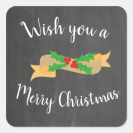 Merry Kerstalkboard Letters Vierkante Sticker