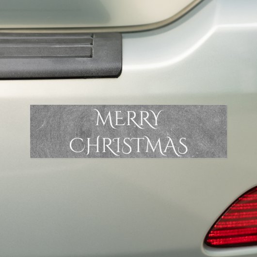Merry Kerstalkboard Typografie Black White Bumpersticker (Op auto)