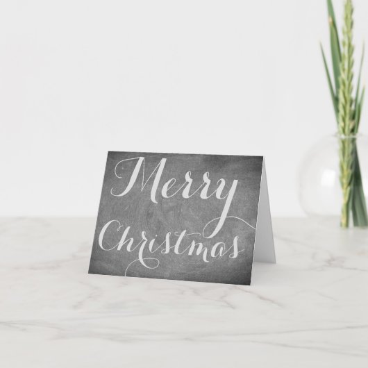 Merry Kerstalkboard Typografie Black White Feestdagen Kaart (Voorkant)