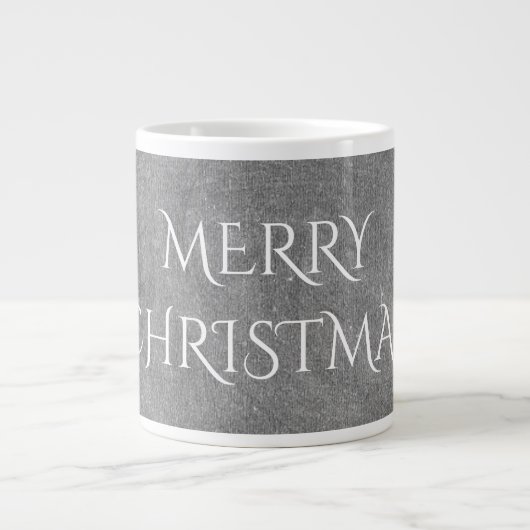 Merry Kerstalkboard Typografie Black White Grote Koffiekop (Voorkant)