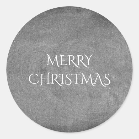 Merry Kerstalkboard Typografie Black White Ronde Sticker (Voorkant)
