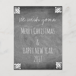 Merry Kerstalkboard Typography Holly Feestdagenkaart