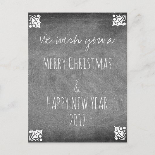 Merry Kerstalkboard Typography Holly Feestdagenkaart (Voorkant)
