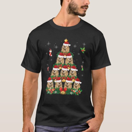 Merry KerstAmerican Cocker Spaniel Dog Santa T-shirt (Voorkant)
