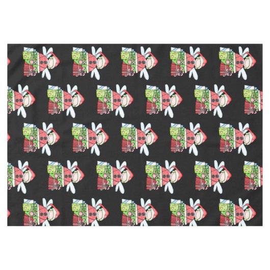 Merry KerstAngel Black Tablecloth Tafelkleed (Voorkant (Horizontaal))