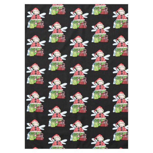Merry KerstAngel Black Tablecloth Tafelkleed (Voorkant)