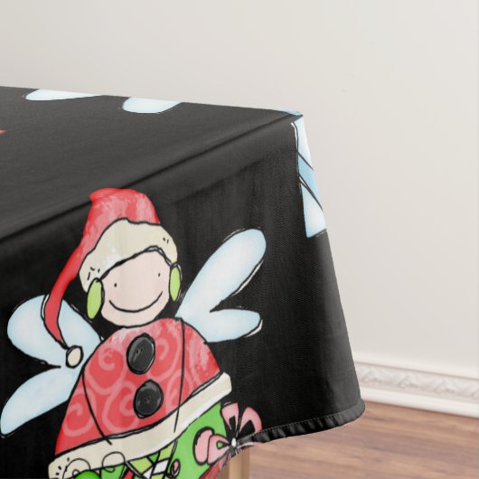 Merry KerstAngel Black Tablecloth Tafelkleed (Voorbeeld)
