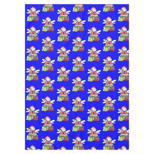 Merry KerstAngel Blue Tablecloth Tafelkleed (Voorkant)