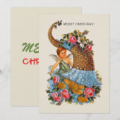 Merry KerstAngel Coins Cornucopia Rozen Kaart (Voorkant / Achterkant)