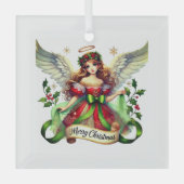 Merry KerstAngel Glas Ornament (Voorkant)