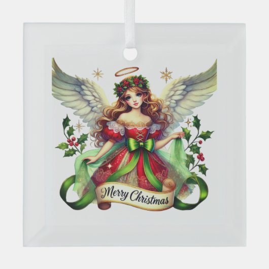 Merry KerstAngel Glas Ornament (Voorkant)