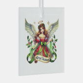 Merry KerstAngel Glas Ornament (Voorkant Rechts)