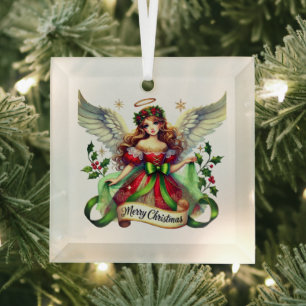 Merry KerstAngel Glas Ornament