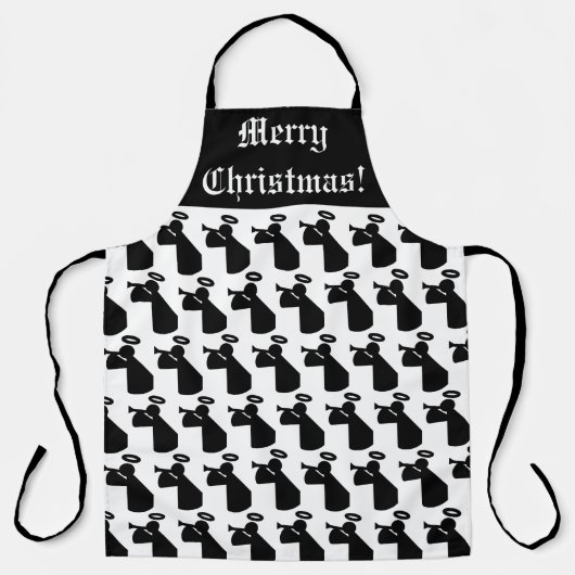Merry Kerstangel Pattern Black and White Schort (Voorkant)