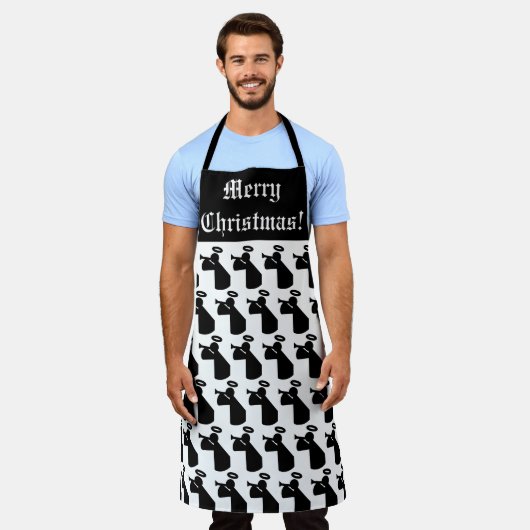 Merry Kerstangel Pattern Black and White Schort (Gedragen)