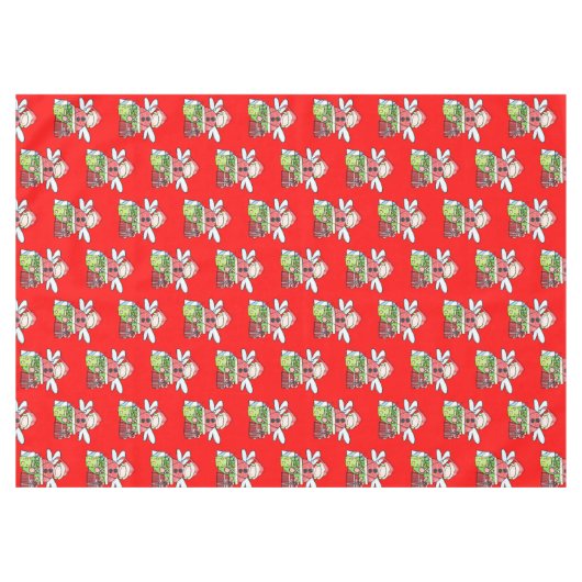 Merry KerstAngel Red Tablecloth Tafelkleed (Voorkant (Horizontaal))