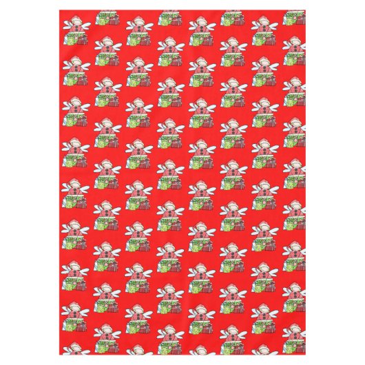 Merry KerstAngel Red Tablecloth Tafelkleed (Voorkant)