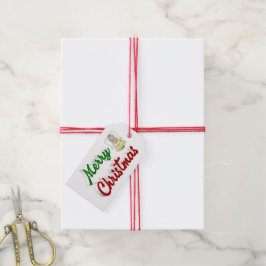 Merry KerstAngel rood script Cadeaulabel