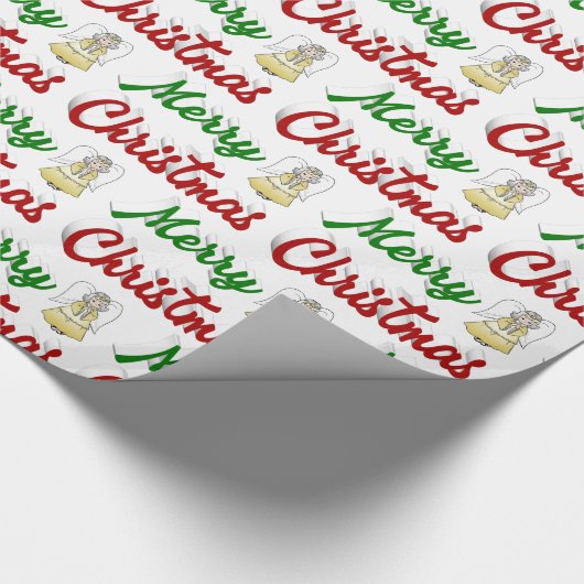 Merry KerstAngel rood script Cadeaupapier (Hoek)