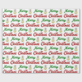 Merry KerstAngel rood script Cadeaupapier (Vlak)
