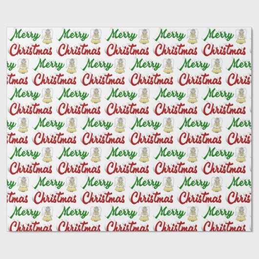 Merry KerstAngel rood script Cadeaupapier (Vlak)