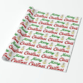Merry KerstAngel rood script Cadeaupapier (Uitgerold)