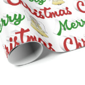 Merry KerstAngel rood script Cadeaupapier (Rol Hoek)