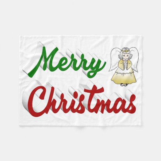 Merry KerstAngel rood script Fleece Deken (Voorkant (Horizontaal))