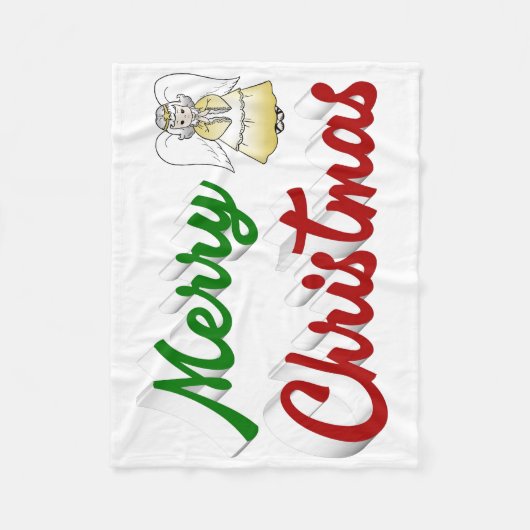 Merry KerstAngel rood script Fleece Deken (Voorkant)