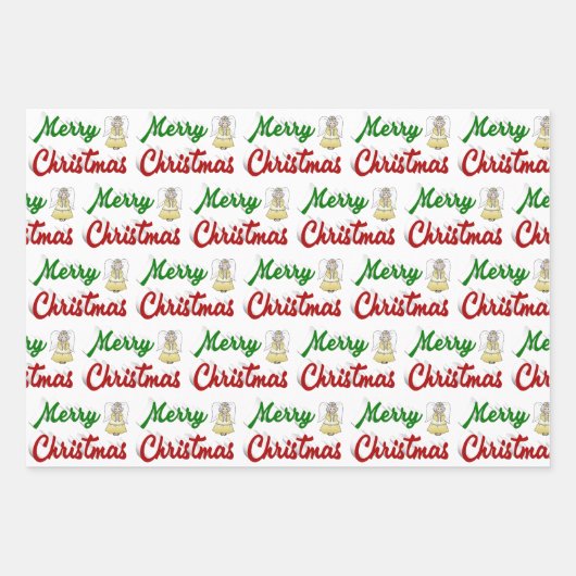 Merry KerstAngel rood script Inpakpapier Vel (Voorkant 2)