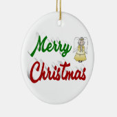 Merry KerstAngel rood script Keramisch Ornament (Rechts)