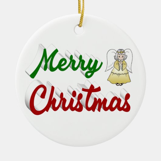 Merry KerstAngel rood script Keramisch Ornament (Voorkant)