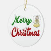 Merry KerstAngel rood script Keramisch Ornament (Links)