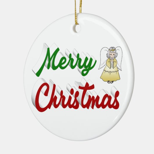 Merry KerstAngel rood script Keramisch Ornament (Links)